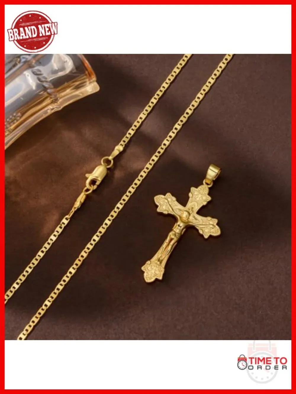 Gold Cross Necklace Crucifix Pendant Religious Jewelry for Women Men